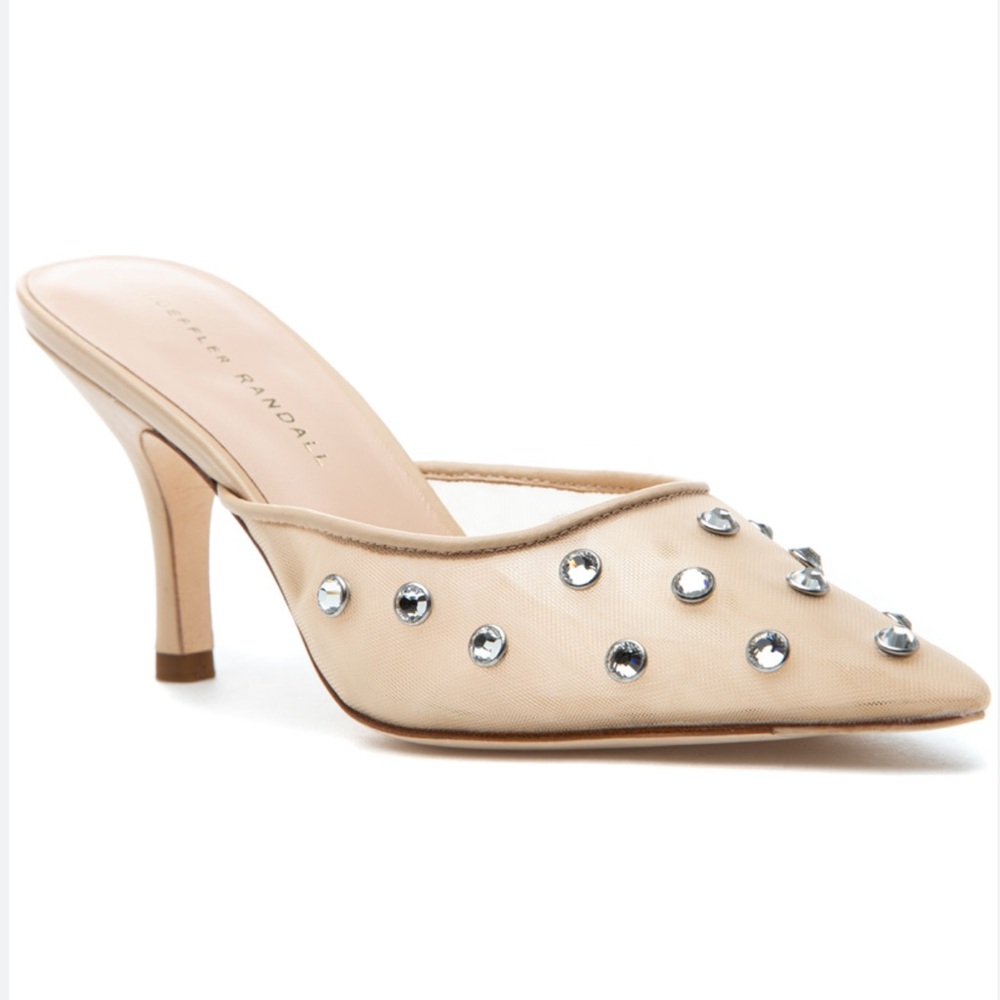 Paloma Cream/Crystal Mesh Mule by LOEFFLER RANDALL Size 9.5